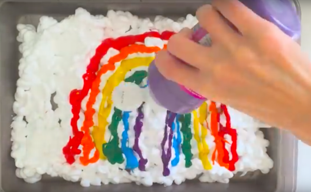 After She Paints A Rainbow On A Pan Of Shaving Cream, The Real Fun